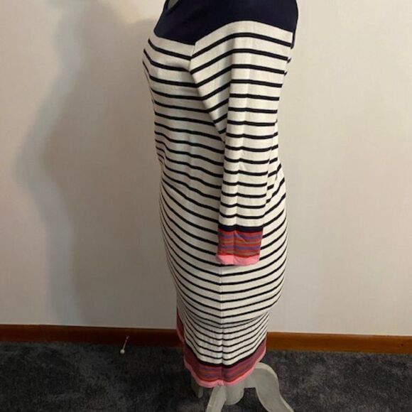 Fleur Bleue 3/4 quarter sleeves Blue, White sweater dress, size Small - Picture 2 of 5